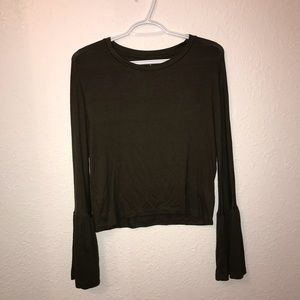 Bell sleeve olive green top